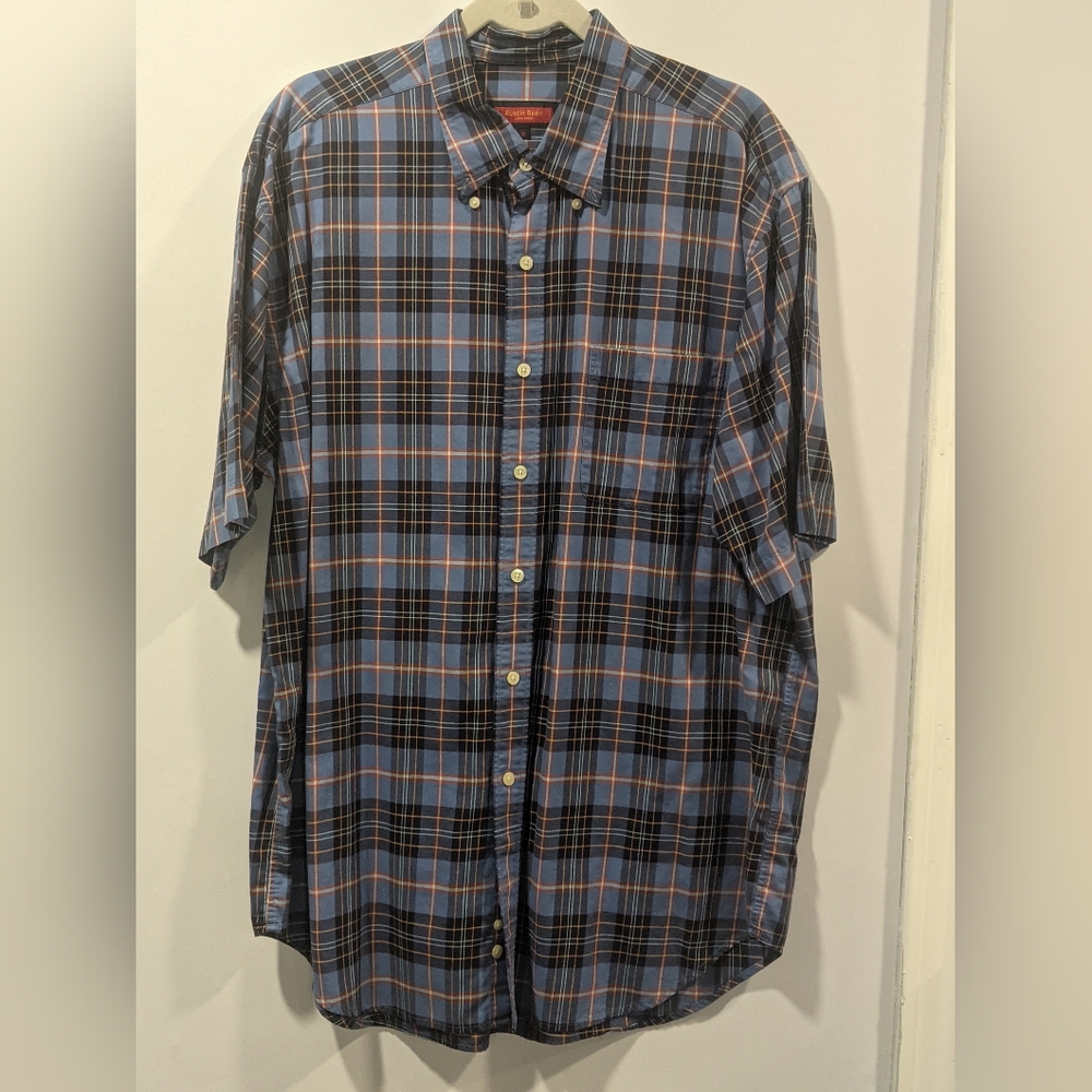 Austin Reed London Men's Plaid Seersucker Luxury Short Sleeve Shirt